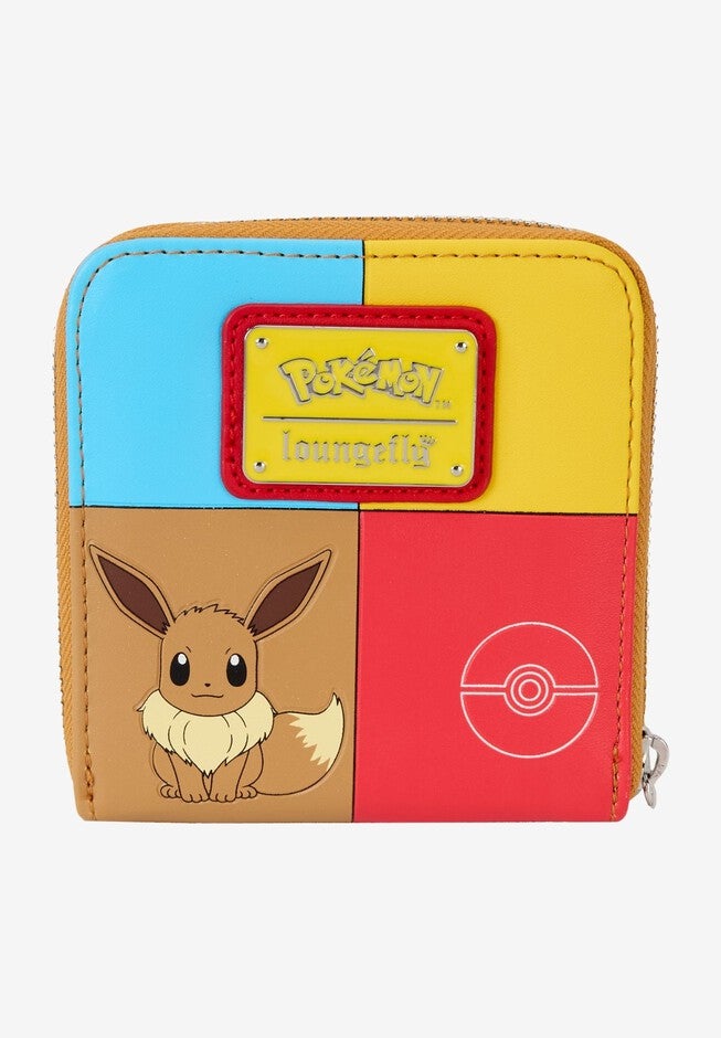 Loungefly x Pokemon Color Block Zip Around Wallet, BLUE, on-hover image number 1