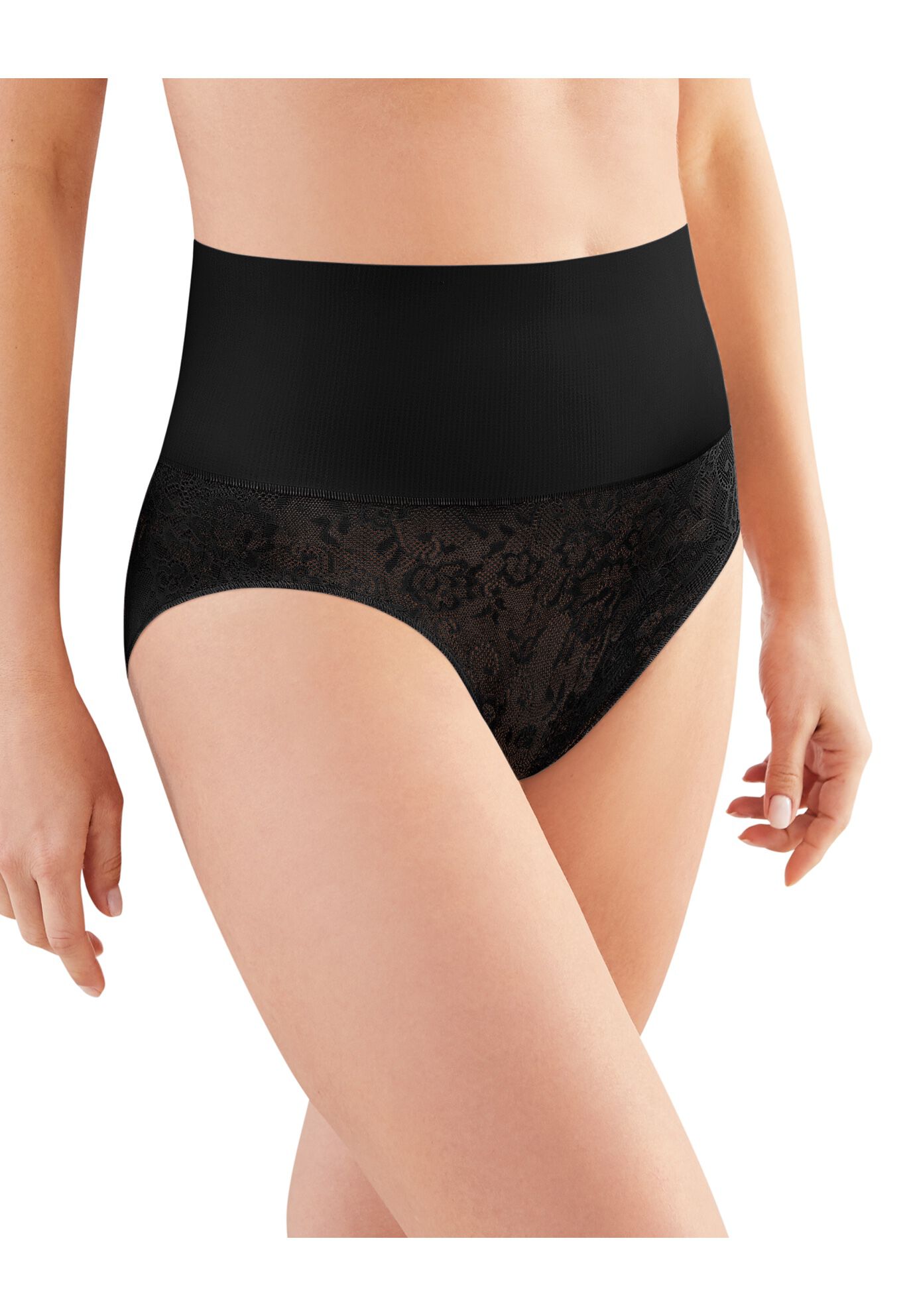 Tame Your Tummy Brief , BLACK LACE, hi-res image number 0