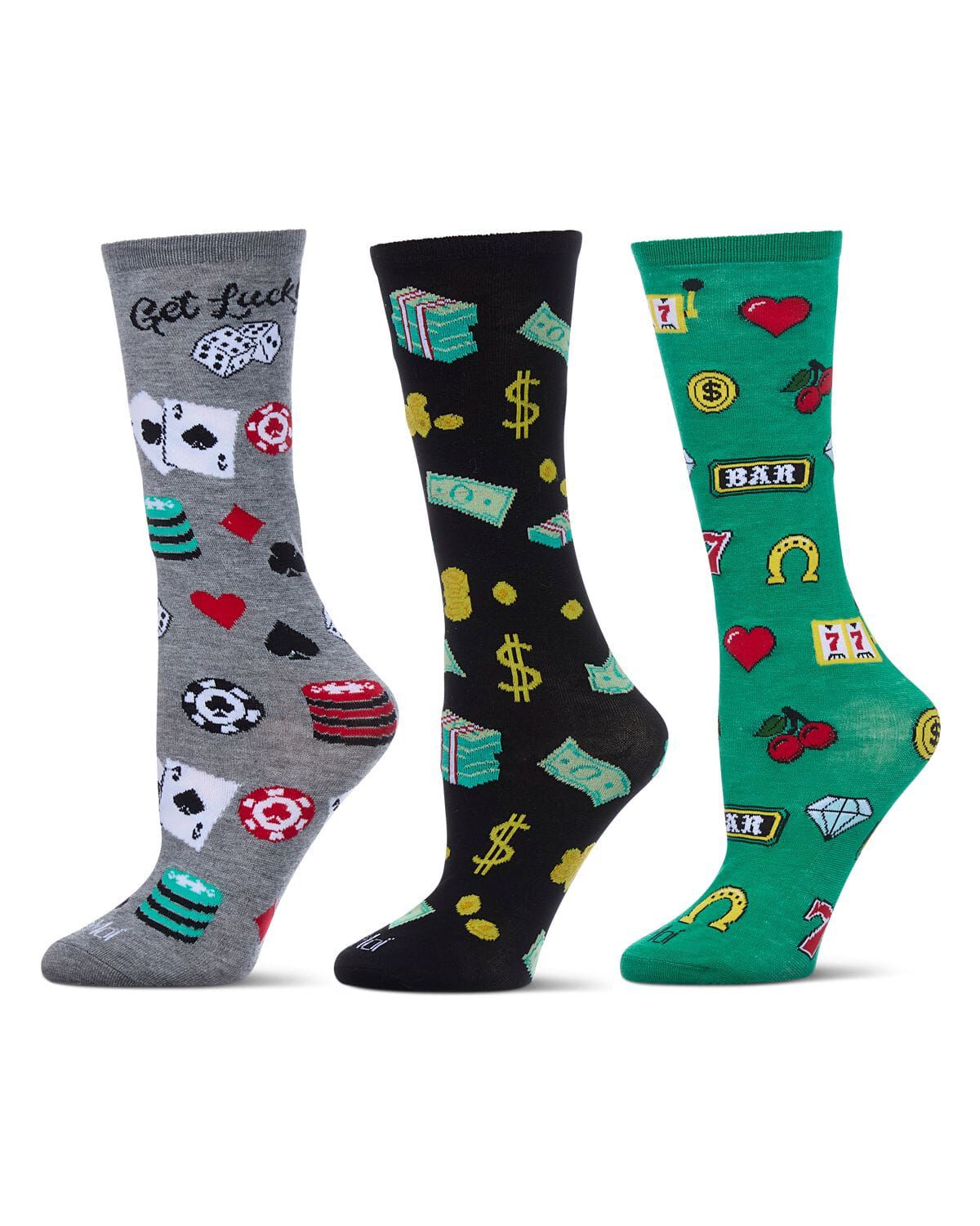 You Bet You 3 Pack Gift Set Crew Socks, GREEN MULTI, hi-res image number 0