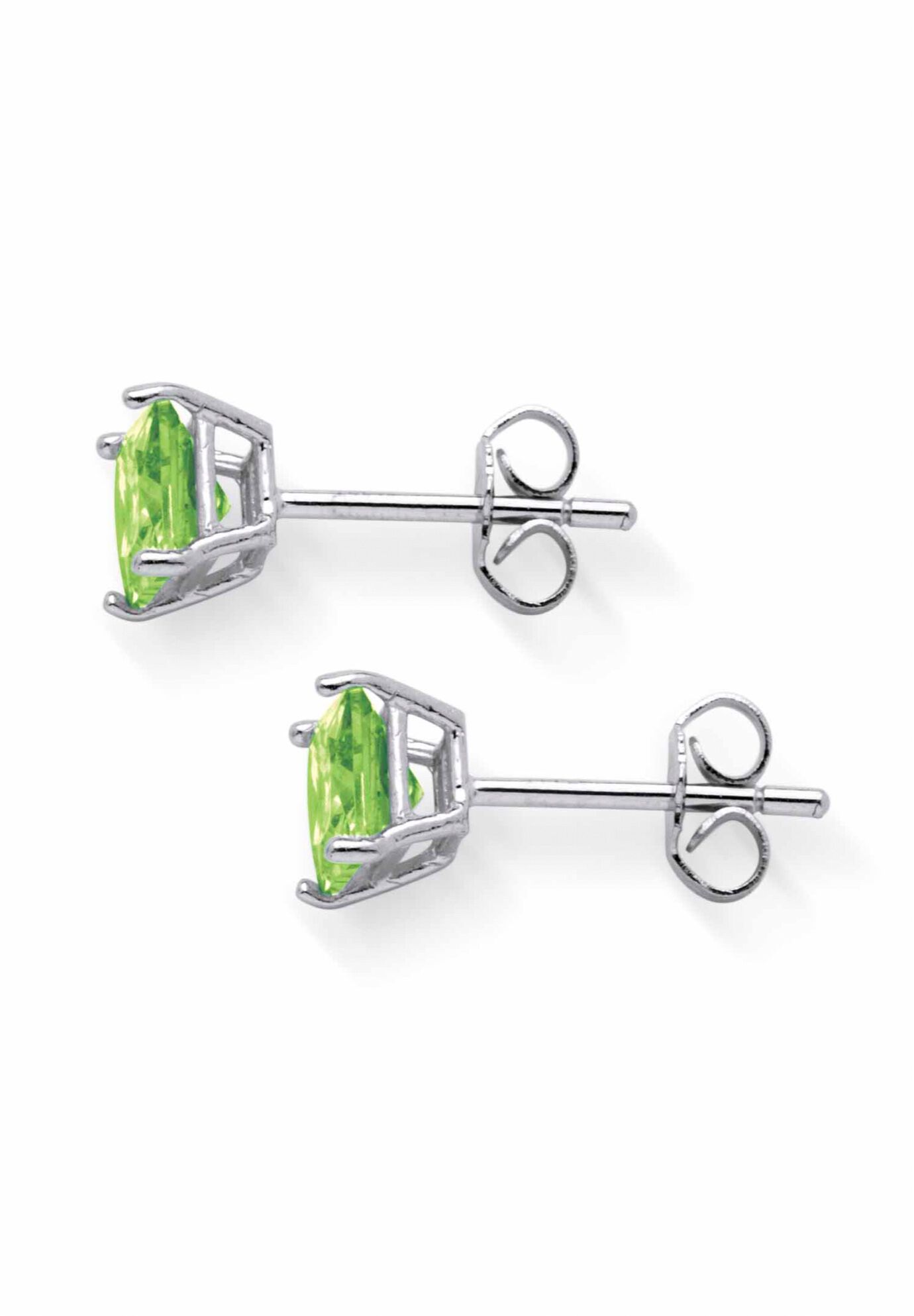 Sterling Silver Stud Princess Cut Simulated Birthstone Stud Earrings, , on-hover image number 1