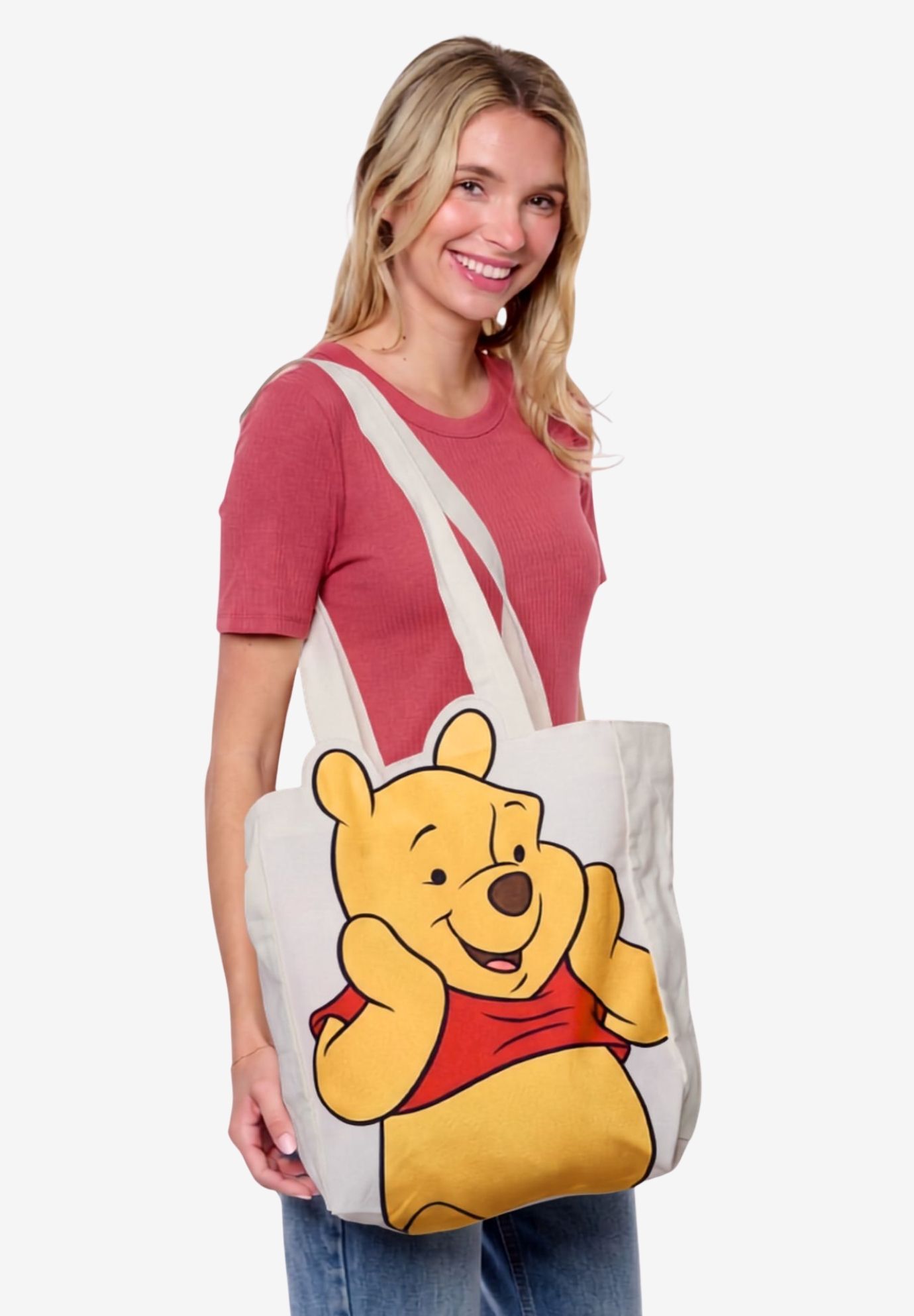 Disney Winnie the Pooh Die-Cut Canvas Tote Bag with Shaped Top, BEIGE, alternate image number 5