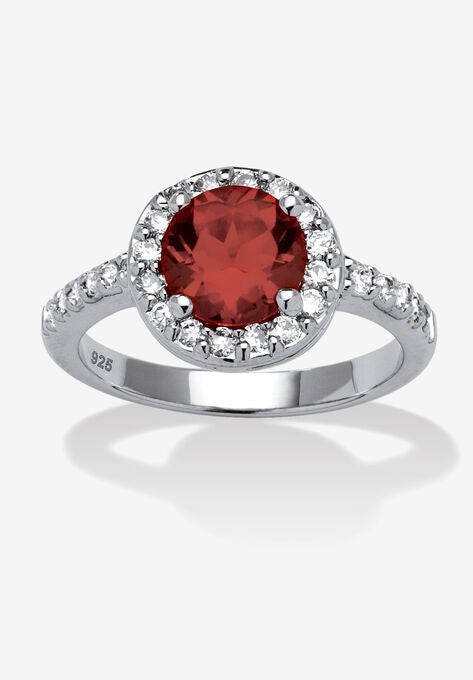Sterling Silver Simulated Birthstone and Cubic Zirconia Ring, JANUARY, hi-res image number null