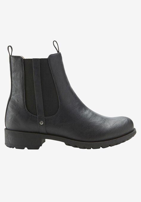 Sherpa Lined Faux Leather Chelsea Bootie, BLACK, hi-res image number null