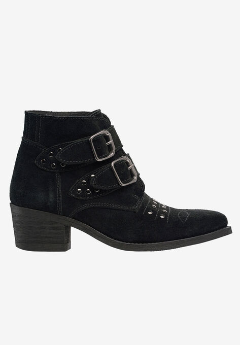 Two Buckle Suede Bootie, BLACK, hi-res image number null