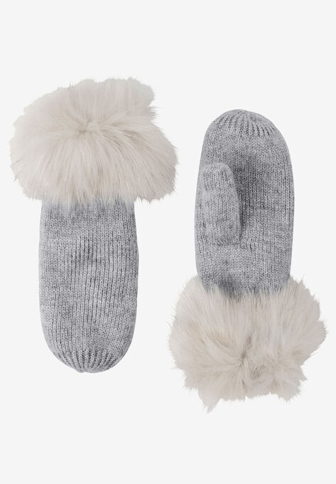 Rib Knit Mittens, HEATHER GREY, hi-res image number null