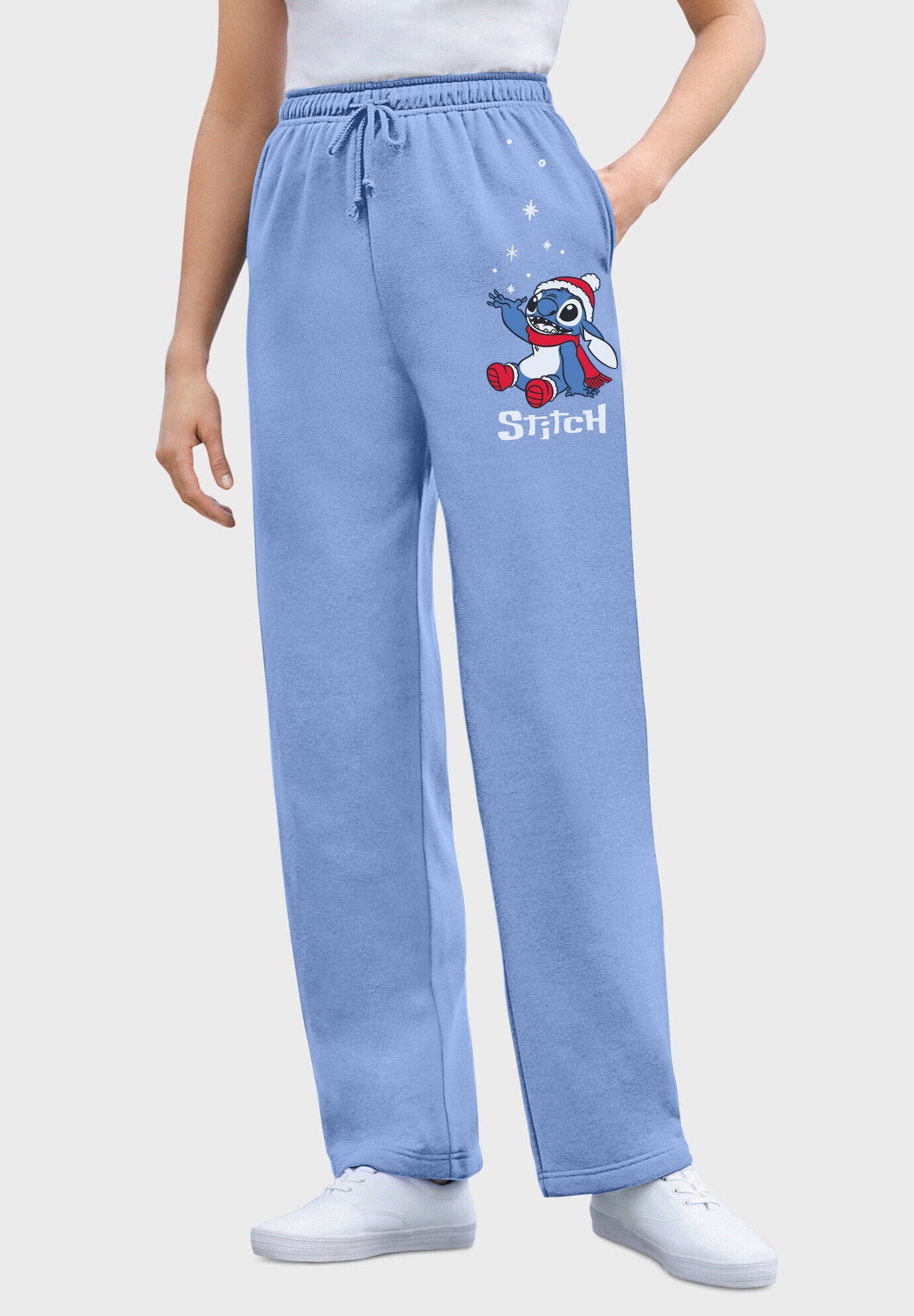 Disney Women's Fleece Sweatpants French Blue Christmas Stitch, FRENCH BLUE XMAS STITCH, hi-res image number 0
