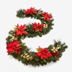 6' Pre-Lit Poinsettia Garland image number null