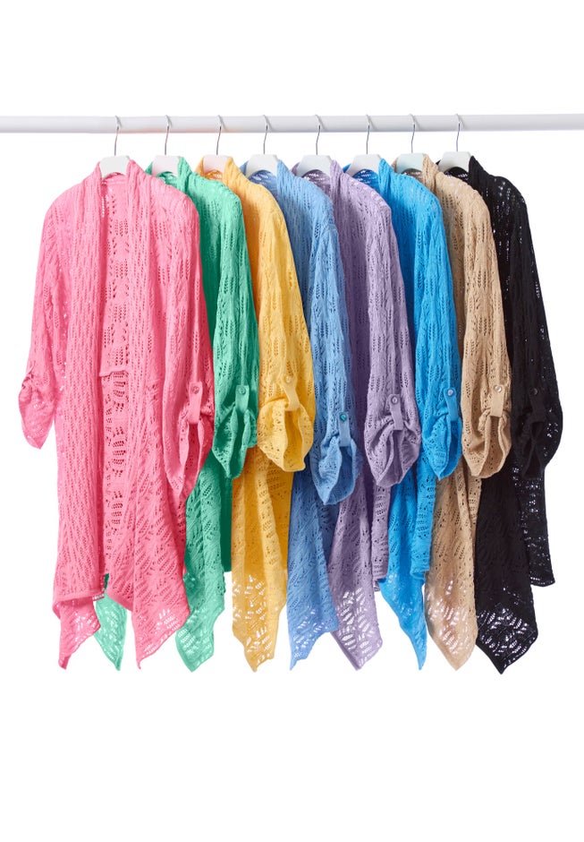 Open Front Pointelle Cardigan Sweater image number 4