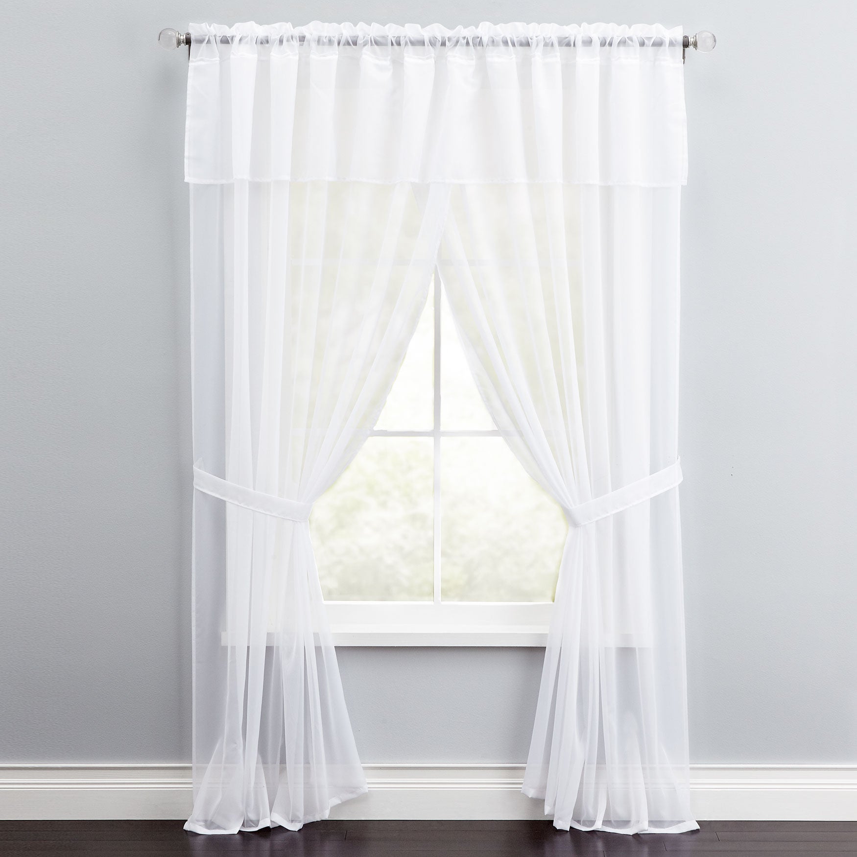 BH Studio Sheer Voile 5-Pc. One-Rod Curtain Set image number 0
