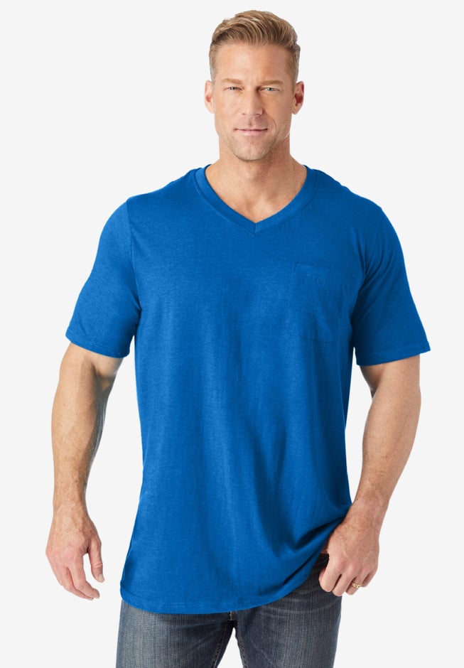 Shrink-Less&trade; Lightweight Longer-Length V-neck T-shirt image number 4