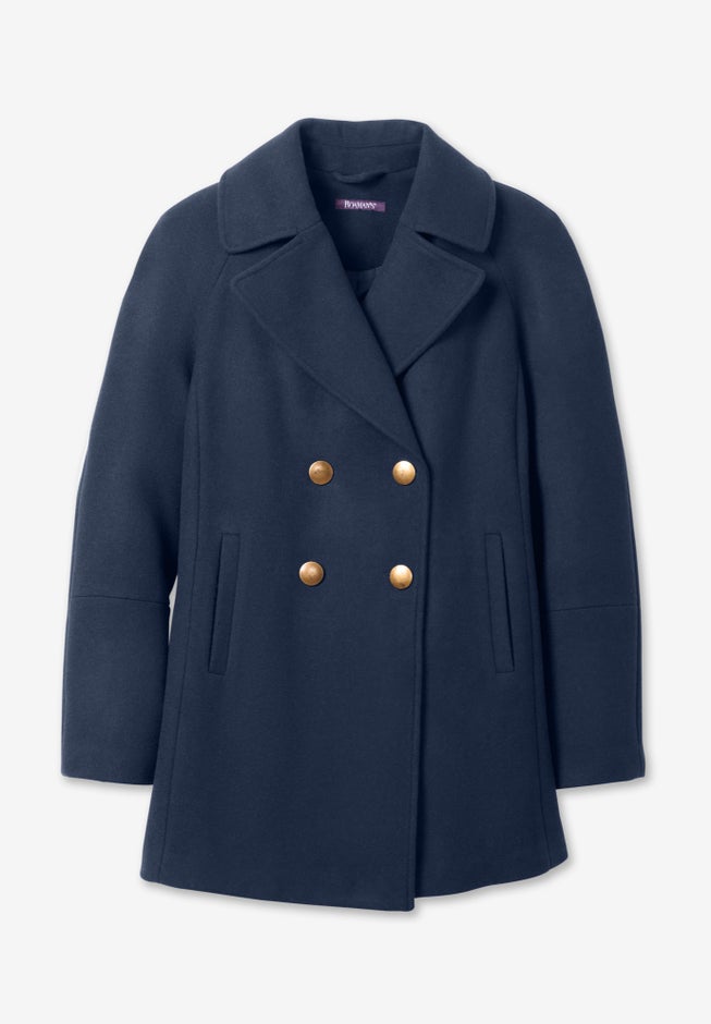 Plus Size Wool Blend A-Line Peacoat image number 4