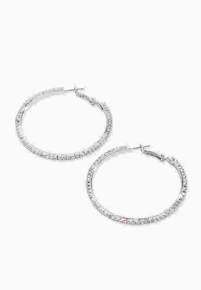Rhinestone Hoop Earrings image number 1