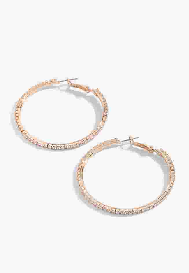 Rhinestone Hoop Earrings image number 2
