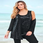 Sequin-Panelled Tank & Cardigan Set image number null