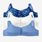 3-Pack Front-Close Cotton Wireless Bra image number null