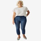 Slim 5-Pocket Stretch Mid-Rise Denim Capri image number null