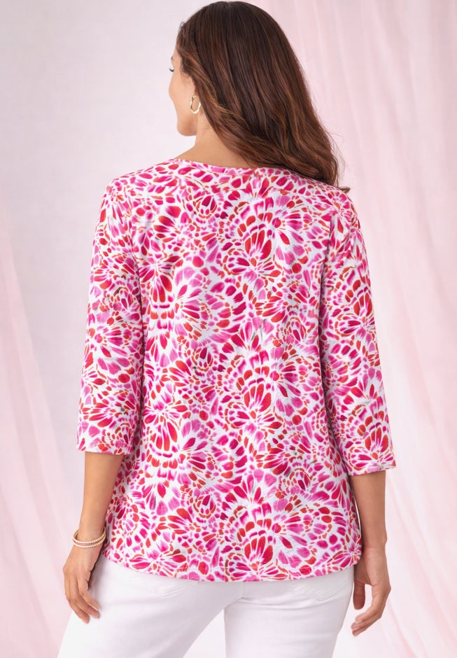 Stretch Cotton Scoop Neck Tee image number 2