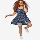 Stretch Knit Scoop Neck Short Sleeve A Line Dress image number null