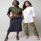 Comfort Waist Stretch Denim Midi Skirt image number null