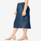 Comfort Waist Stretch Denim Midi Skirt image number null