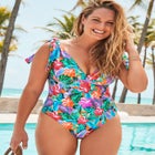 Tie Shoulder One Piece Swimsuit image number null