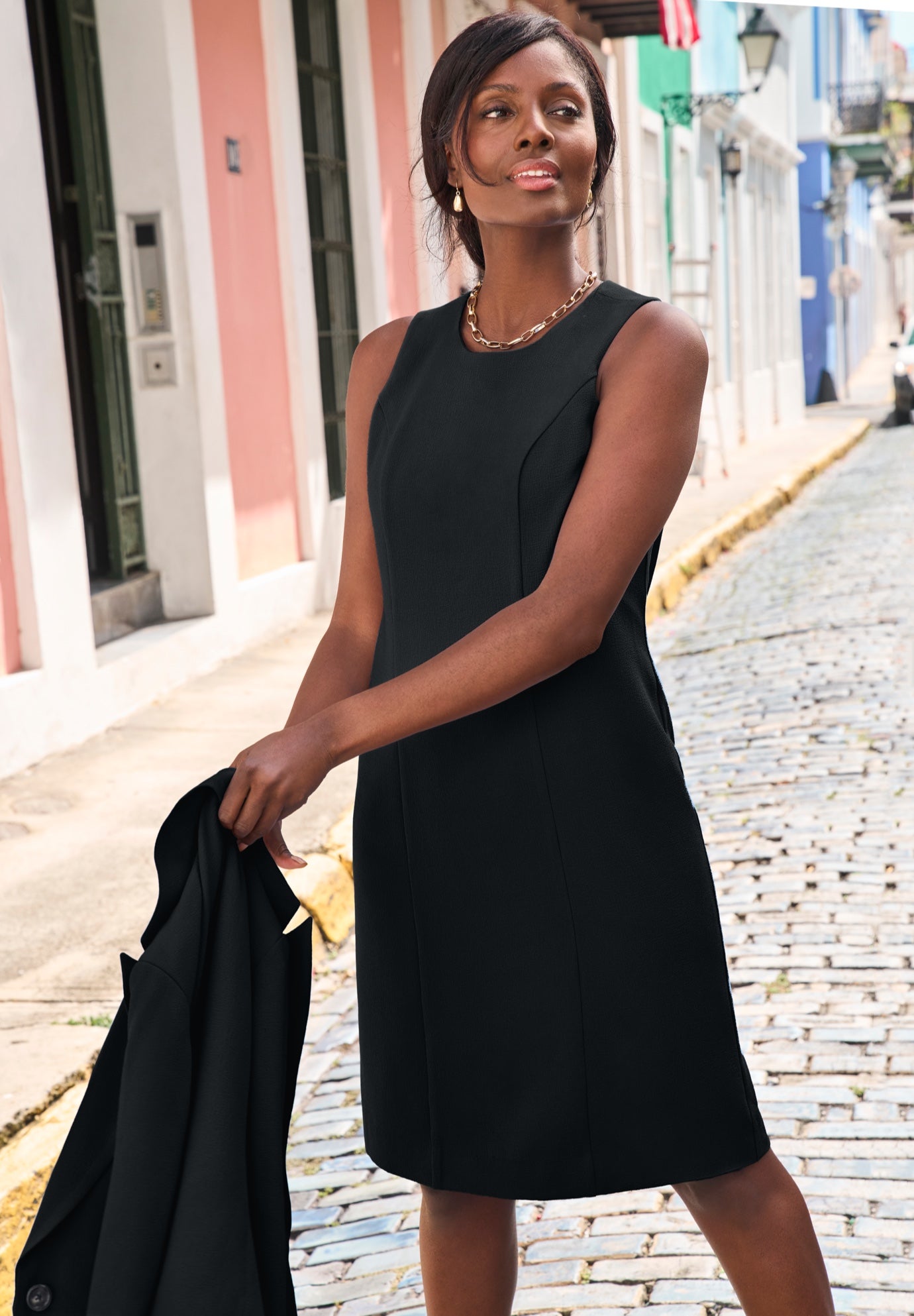 Stretch Crepe Single-Breasted Jacket Dress image number 1