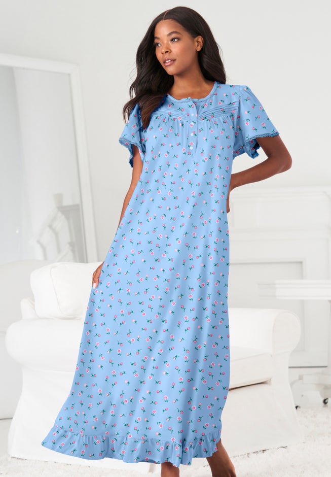 Long Floral Print Cotton Gown image number 7