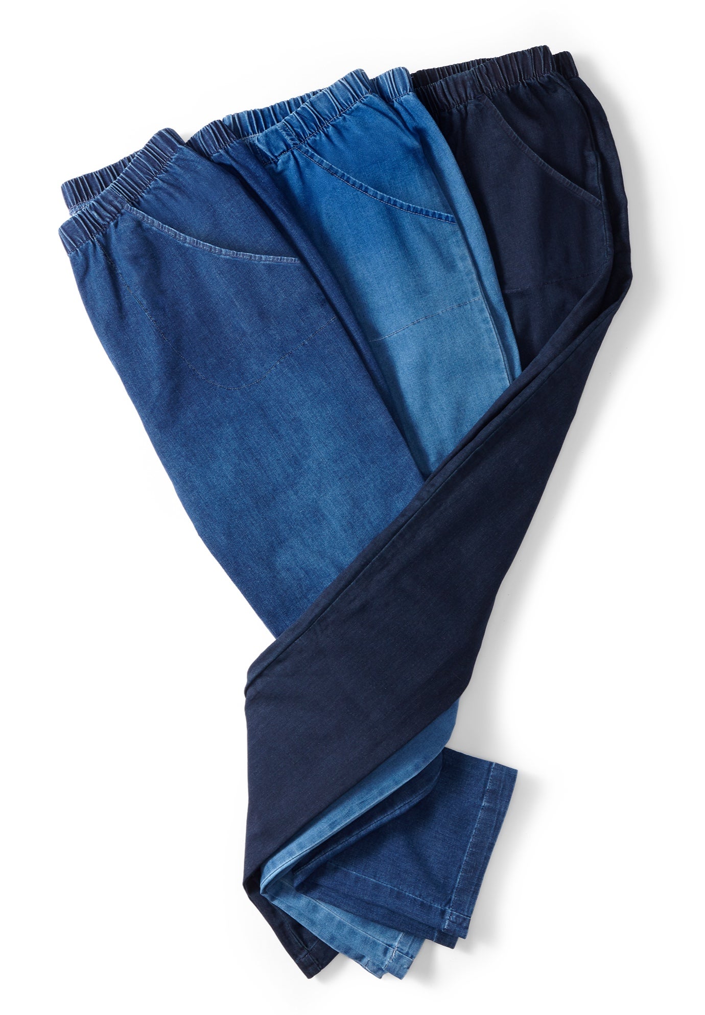 Straight Leg Fineline Pull-On Stretch Denim Jeans image number 4