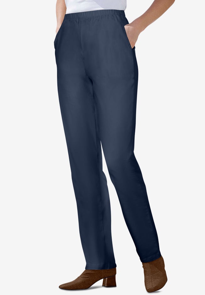 Straight Leg Fineline Pull-On Stretch Denim Jeans image number 1