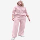 Wide Leg Fleece Sweatpant With Drawstring Waist image number null