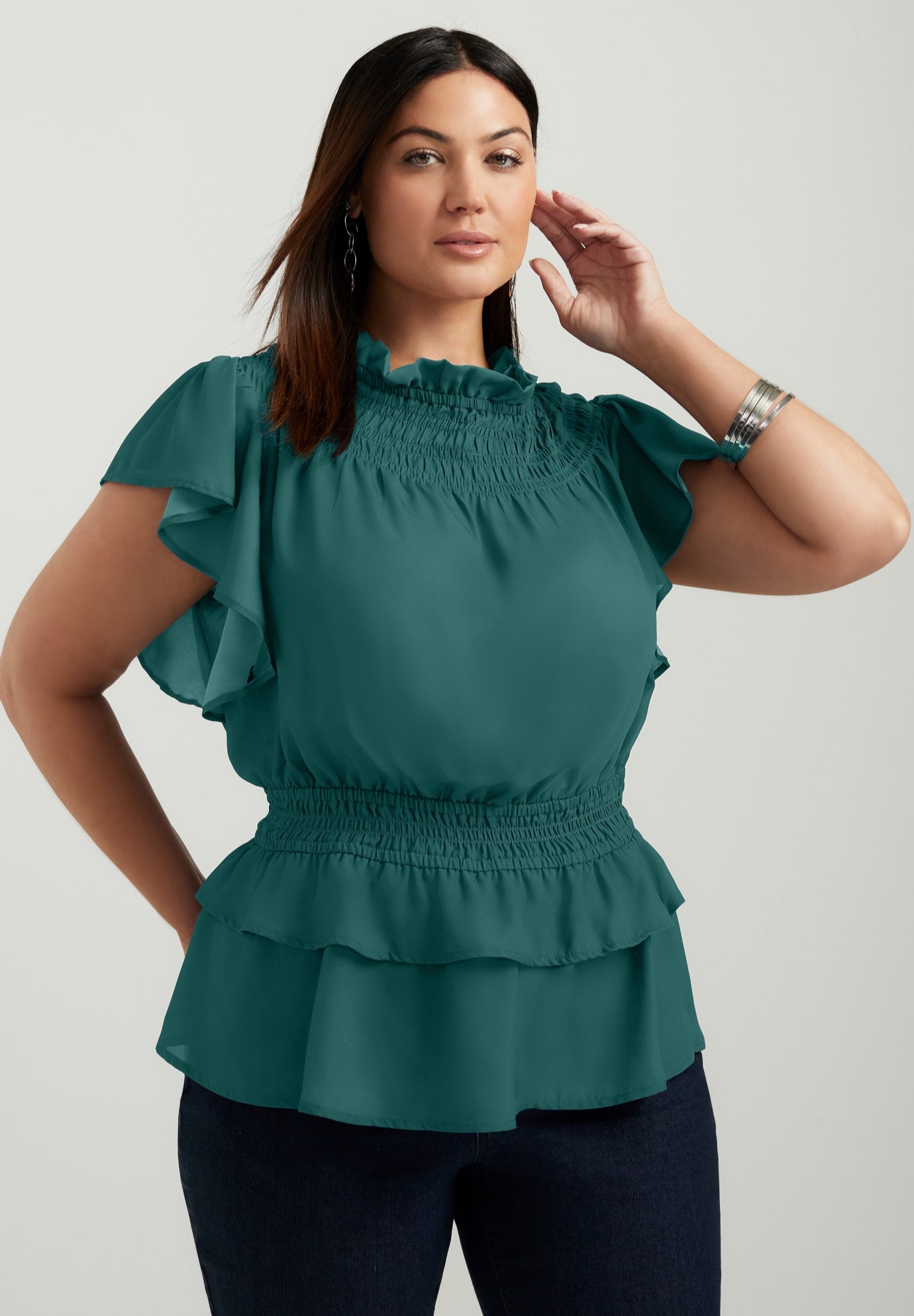 Mockneck Ruffle Blouse image number 3