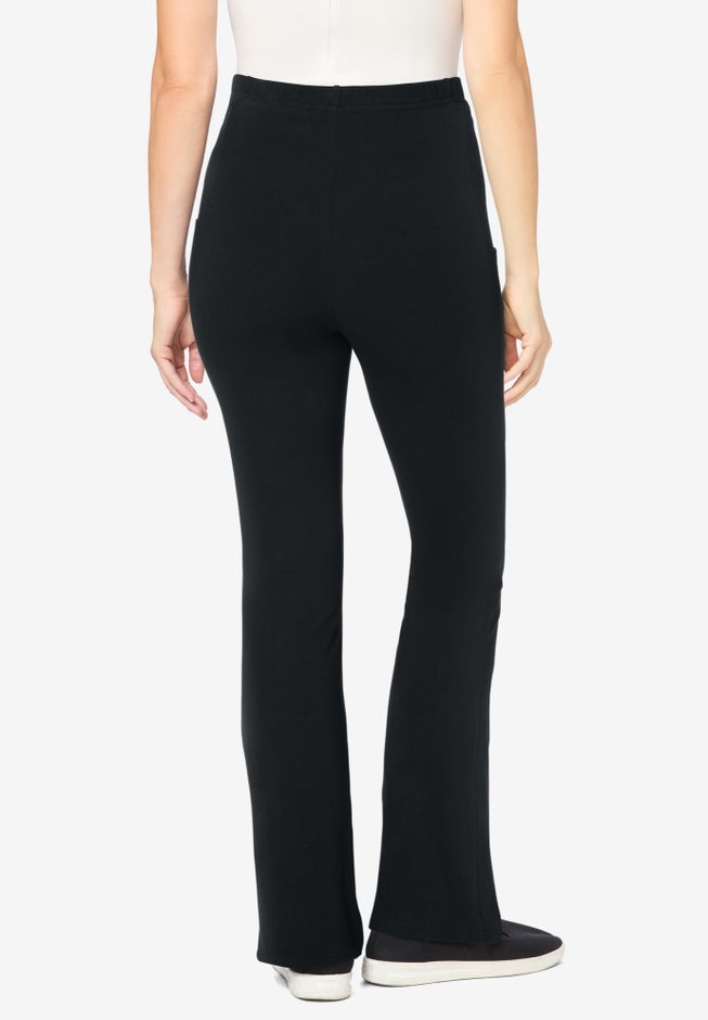 Stretch-Cotton Knit Pull-On Bootcut Pocket Leggings image number 1