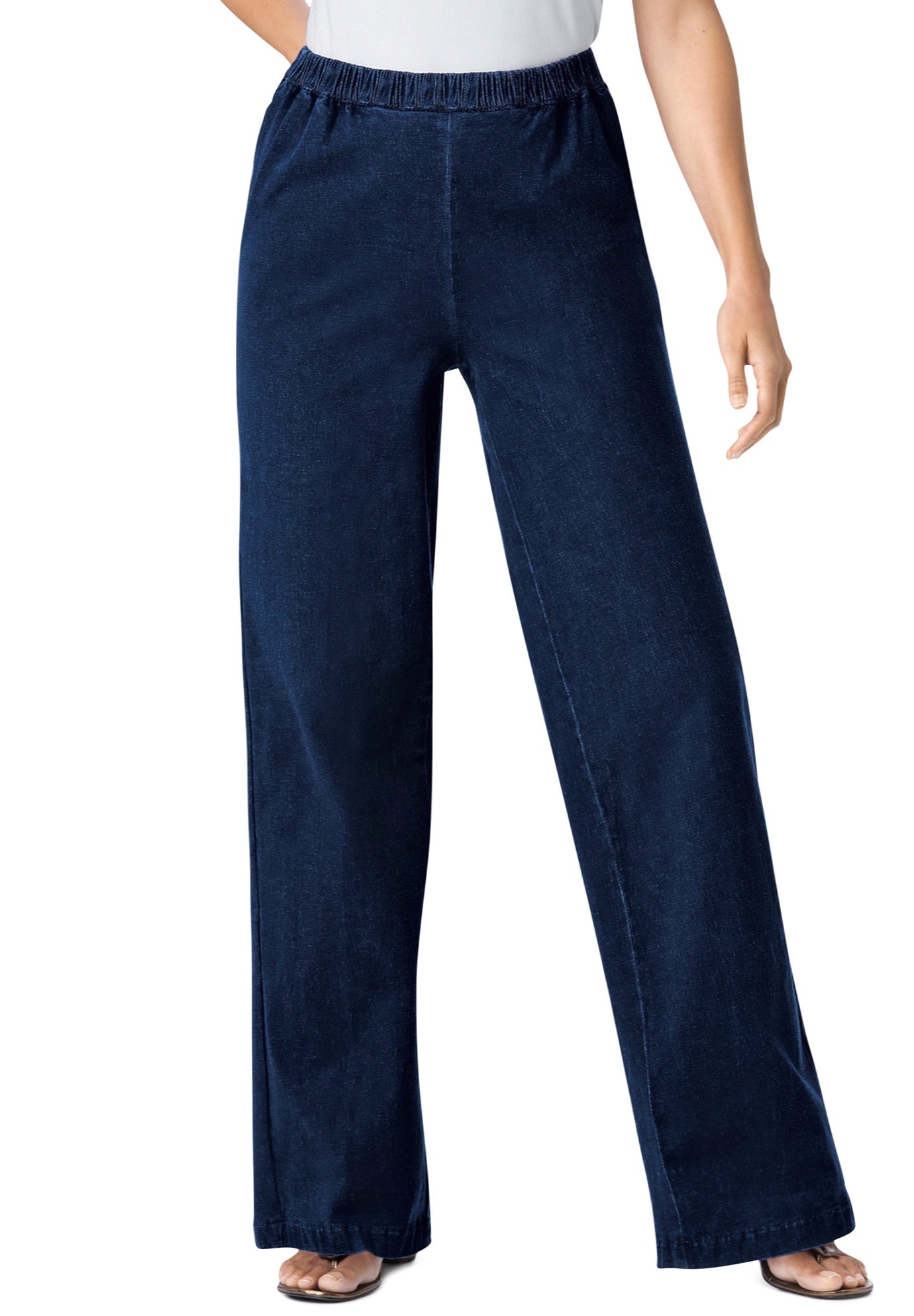Fineline Stretch Denim Wide-Leg Pull-On Jeans image number 0