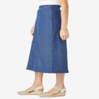 Pull-On Flex-Fit Elastic-Waist Stretch Denim Skirt image number null