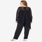 Plus-Size Asymmetrical Lace Pant Set &ndash;Long Sleeve Lace Scalloped Tunic & Elastic Waist Pants image number null