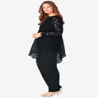 Plus-Size Asymmetrical Lace Pant Set &ndash;Long Sleeve Lace Scalloped Tunic & Elastic Waist Pants image number null