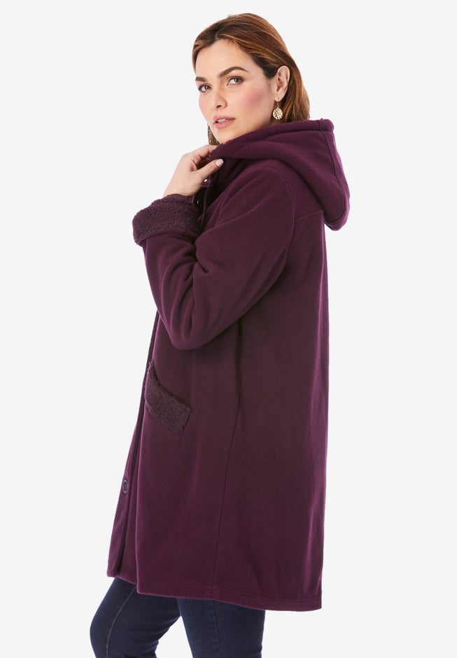 Plus Size Hooded Sherpa Fleece Coat image number 2