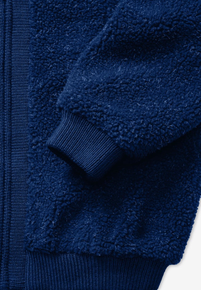 Plus Size High Collar Teddy Fleece Bomber image number 6