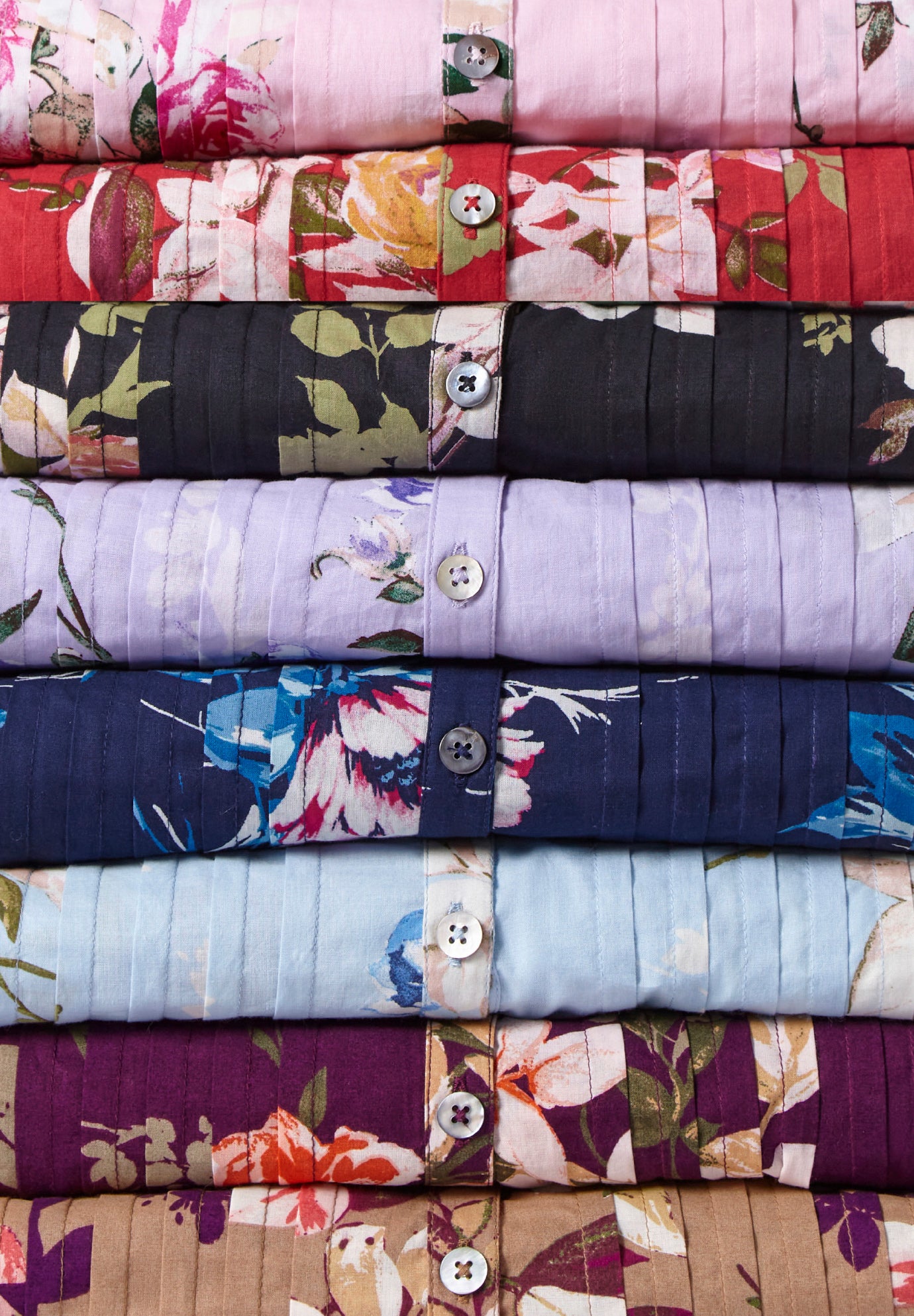 Plus Size Floral Y-Neck Pintuck Tunic &ndash; Adjustable Long Sleeve Button-Front, Relaxed Shirt Style image number 5