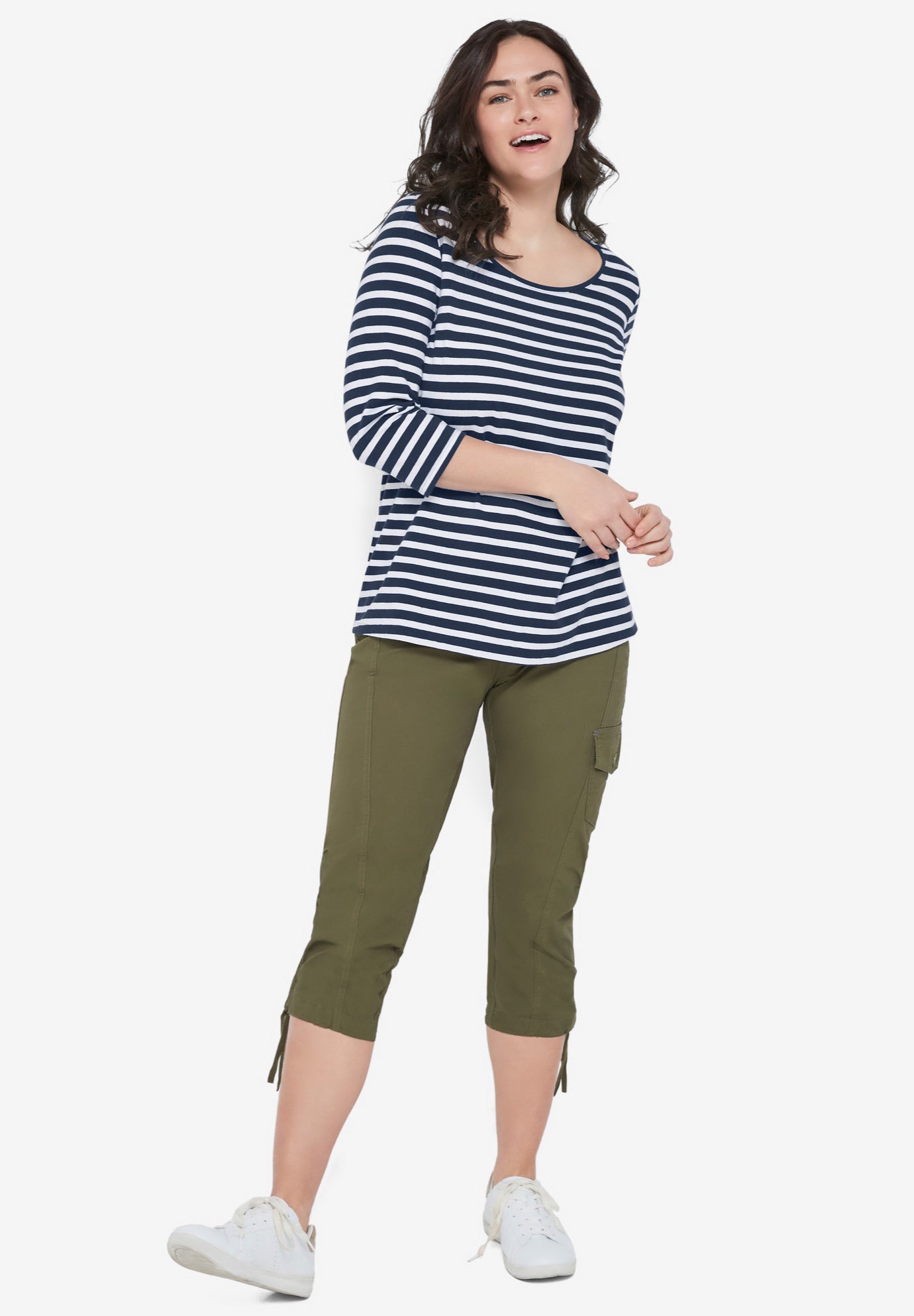 Three-Quarter Sleeve Scoop Neck Tee image number 2