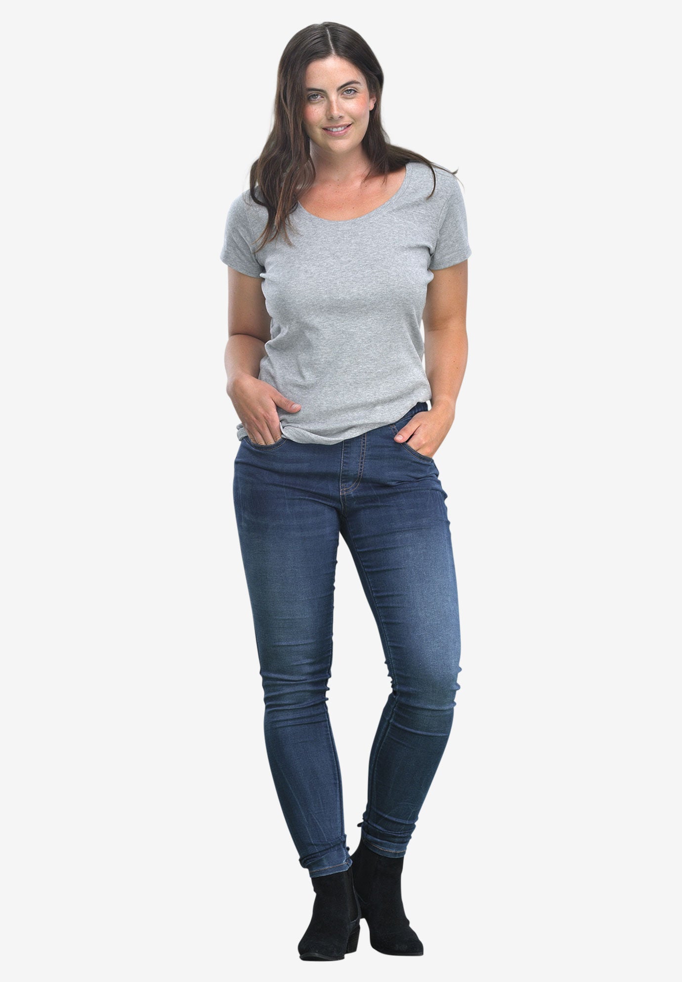 Mid-Rise Stretch Denim Pull-On 4 Pocket Jeggings image number 3