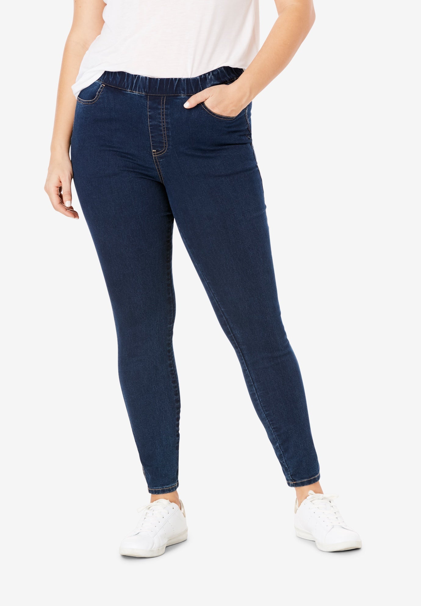 Mid-Rise Stretch Denim Pull-On 4 Pocket Jeggings image number 0