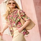 Pintucked Button Down Gauze Shirt image number null