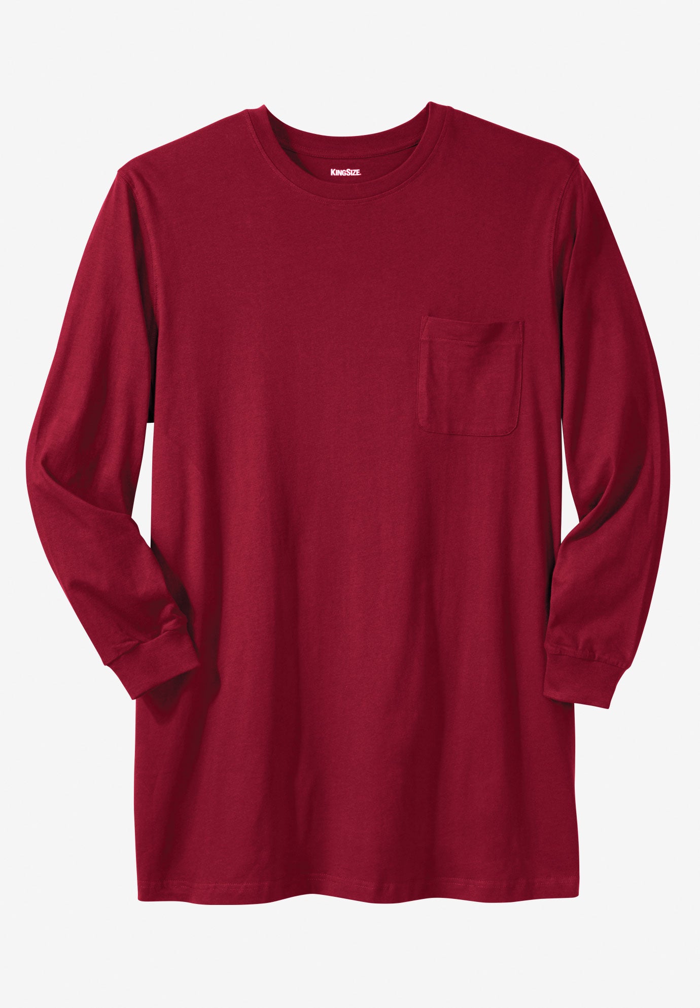 Shrink-Less Lightweight Longer-Length Long-Sleeve Crewneck Pocket Tee image number 0