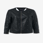 Plus Size Studded Faux Leather Bomber image number null