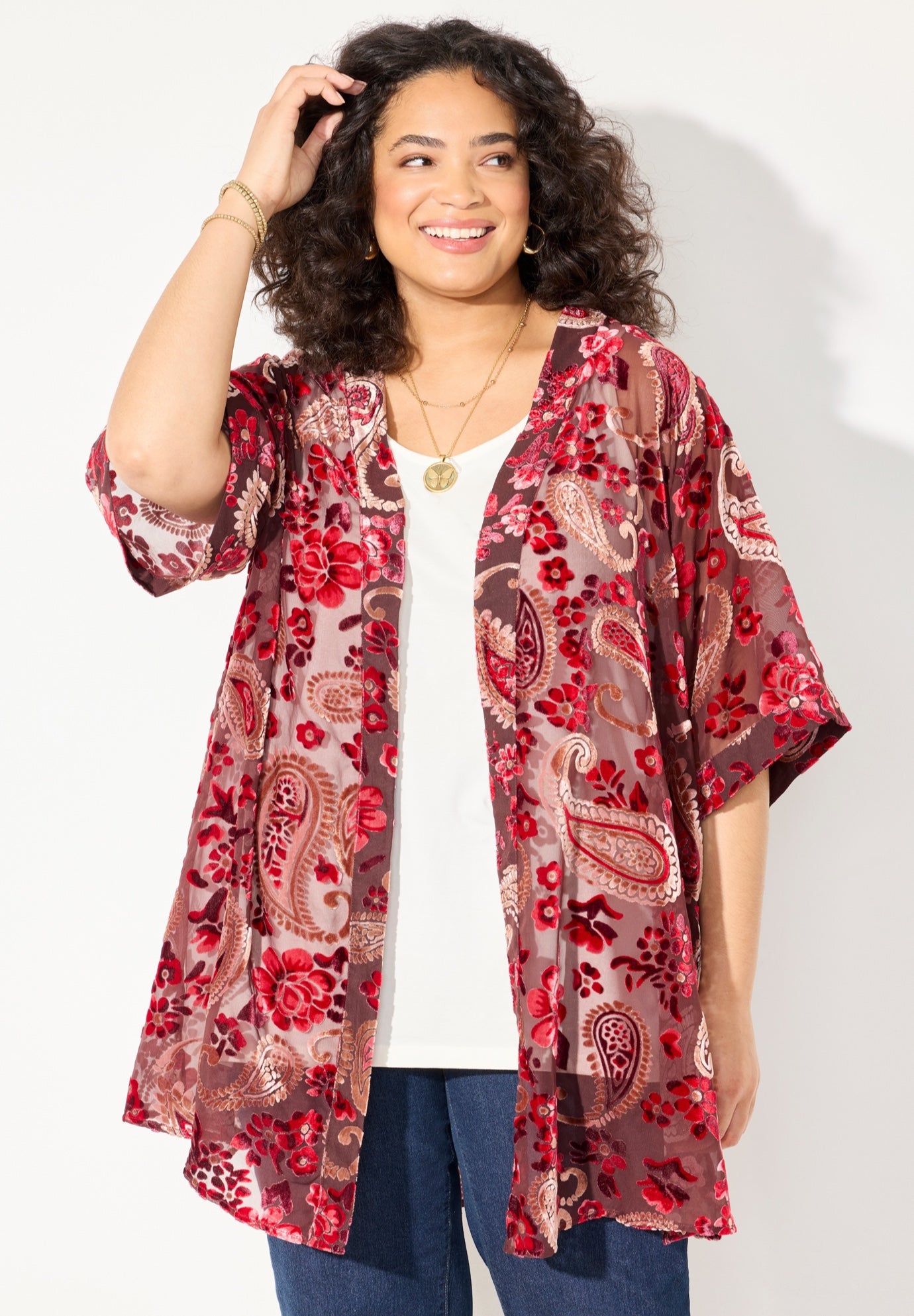 In-Vogue Velvet Kimono image number 3