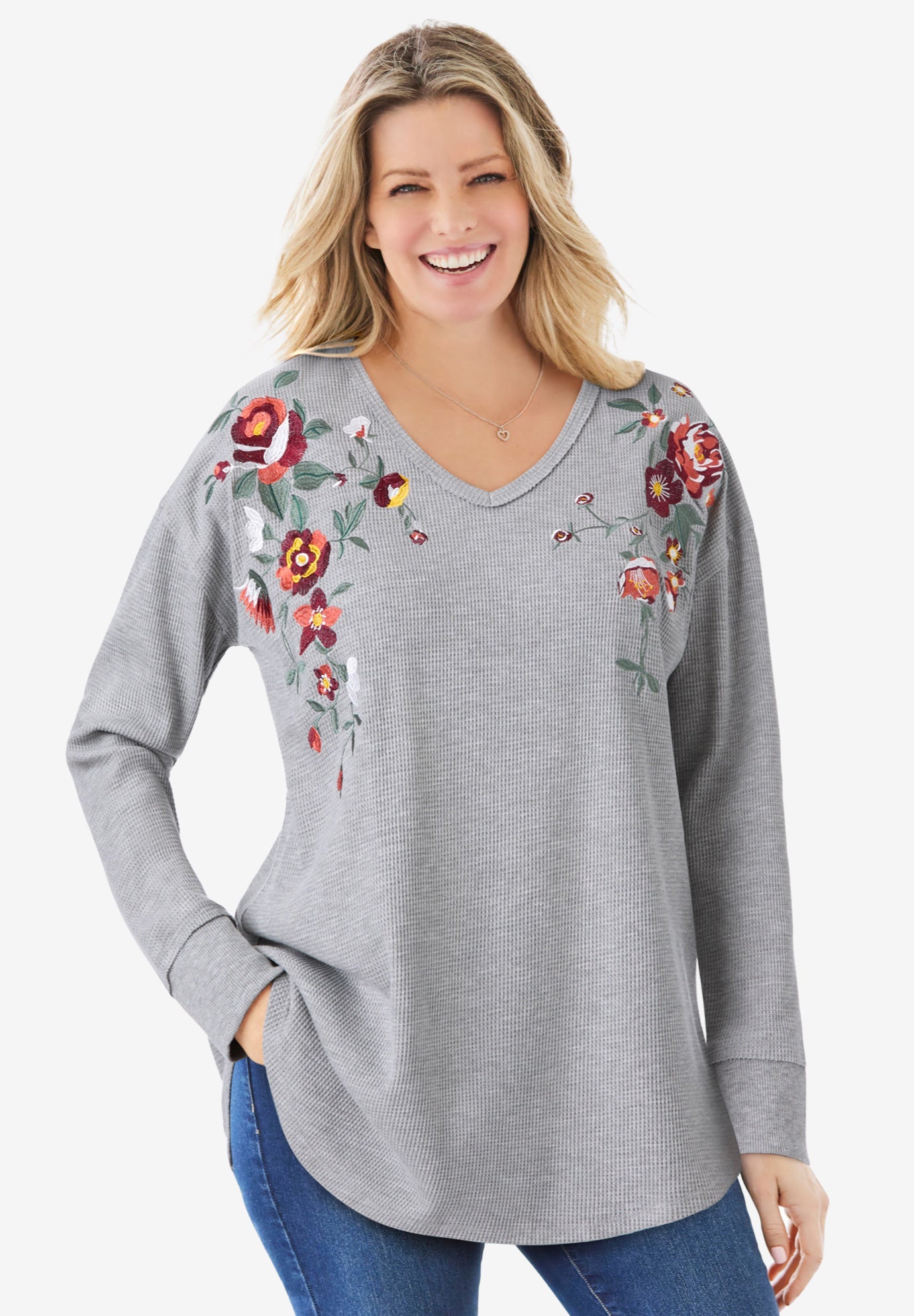 Waffle Thermal V-Neck Tee image number 0