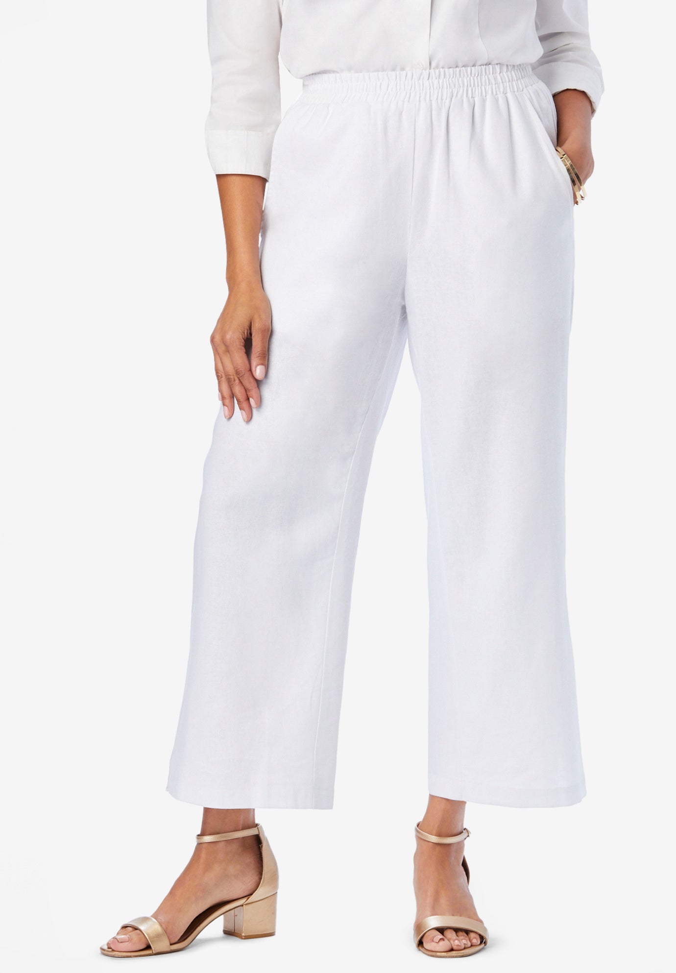 Wide Leg Linen Crop Pant image number 0