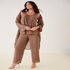 Plus Size Beaded Georgette Scoop Neck 3-Piece Pant Set image number null