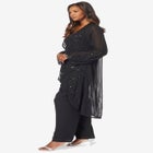 Plus Size Beaded Georgette Scoop Neck 3-Piece Pant Set image number null